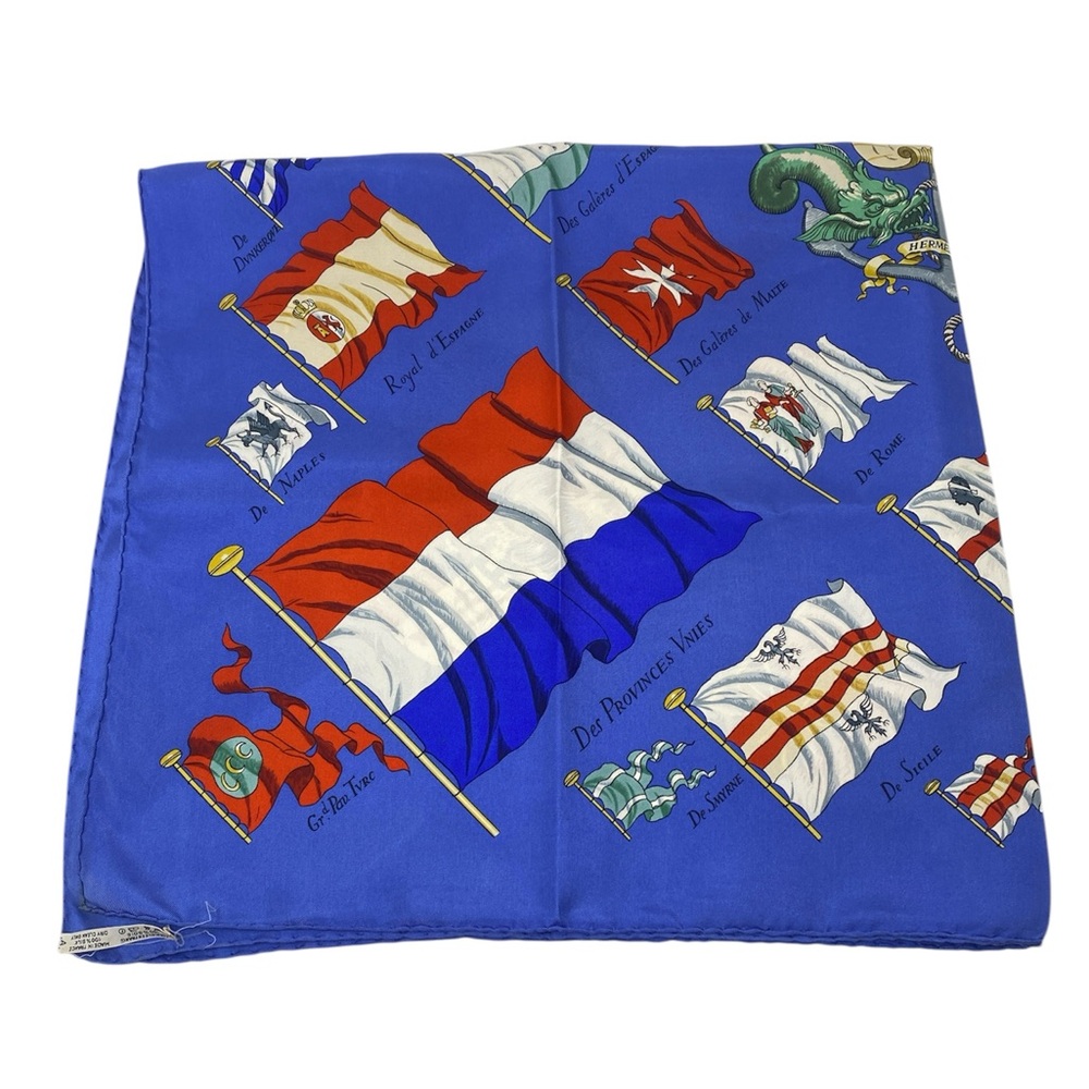 Hermes Vintage Silk Scarf Carre 90”Pavois”Blue - Picture 4 of 16